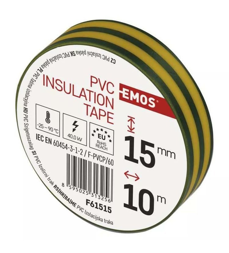 Emos Izolační páska PVC 15/10 zelená/žlutá