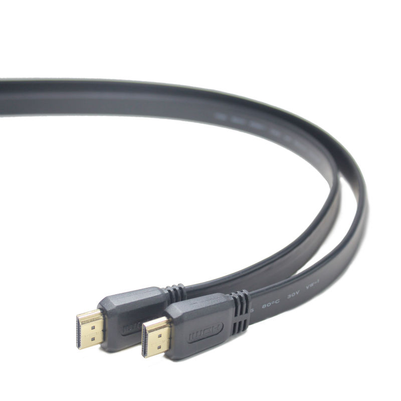 PremiumCord HDMI High Speed + Ethernet plochý kabel, zlacené konektory