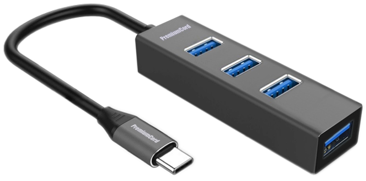 PremiumCord 5G USB Hub Type C na 4x USB 3.2 Gen 1