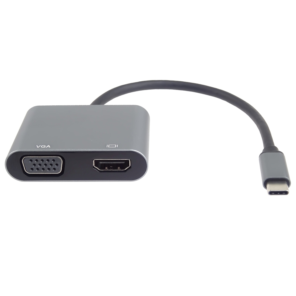 PremiumCord MST adaptér USB-C na HDMI + VGA, rozlišení 4K a FULL HD 10