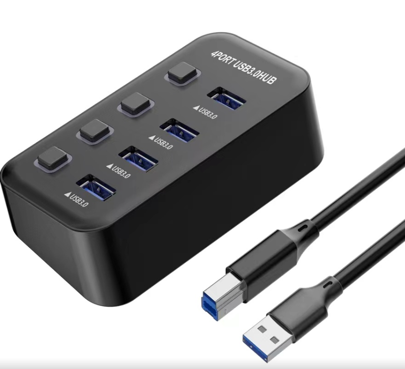 PremiumCord USB 3.2 Superspeed HUB 4-portový s vypínači portů