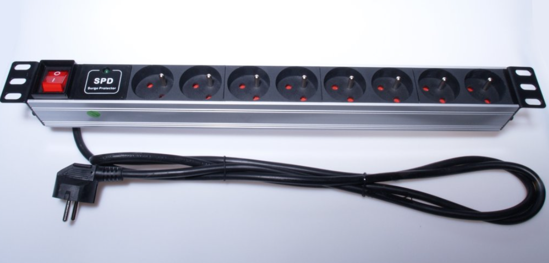 PremiumCord Panel napájací 1U do 19" racku, 8x230V, prepäťová ochrana,