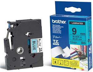 BROTHER laminovaná páska TZE-521/ modrá-černá/ 9mm