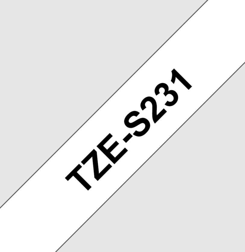 TZE-S231, bílá/černá, 12mm