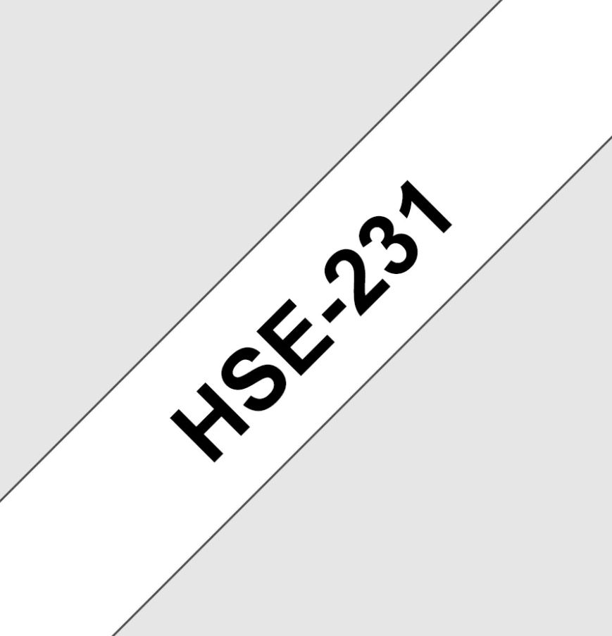 HSE231 smršťovací bužírka,černý tisk na bíle, šíře 11,7mm