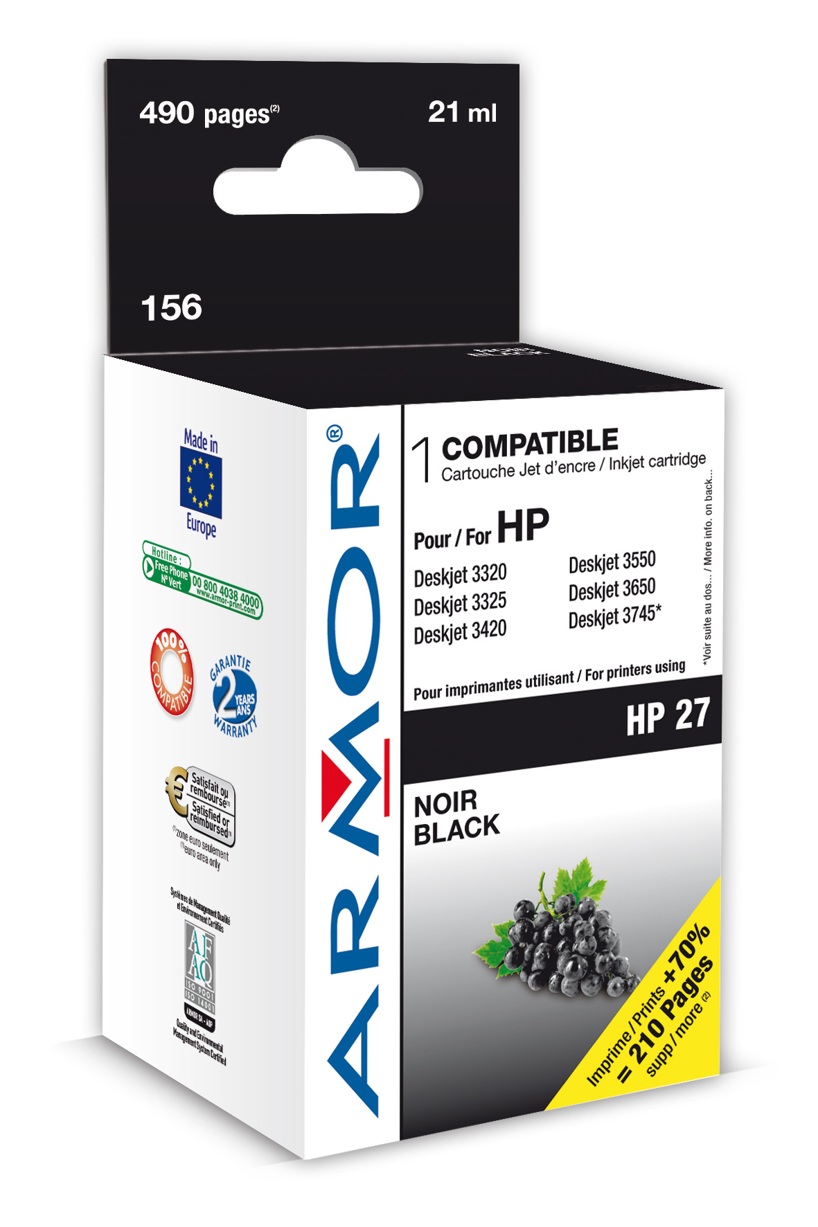 WECARE ARMOR ink kompatibilní s HPDJ 3325, C8727AE, 13ml, černá/black