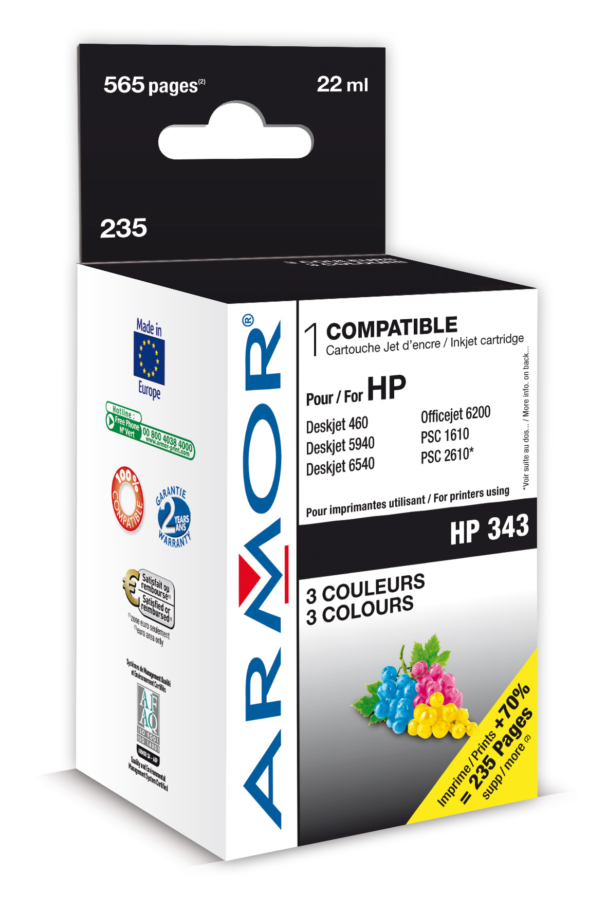 WECARE ARMOR ink kompatibilní s HPDJ 5740, C8766EE, 10ml, 3barvy