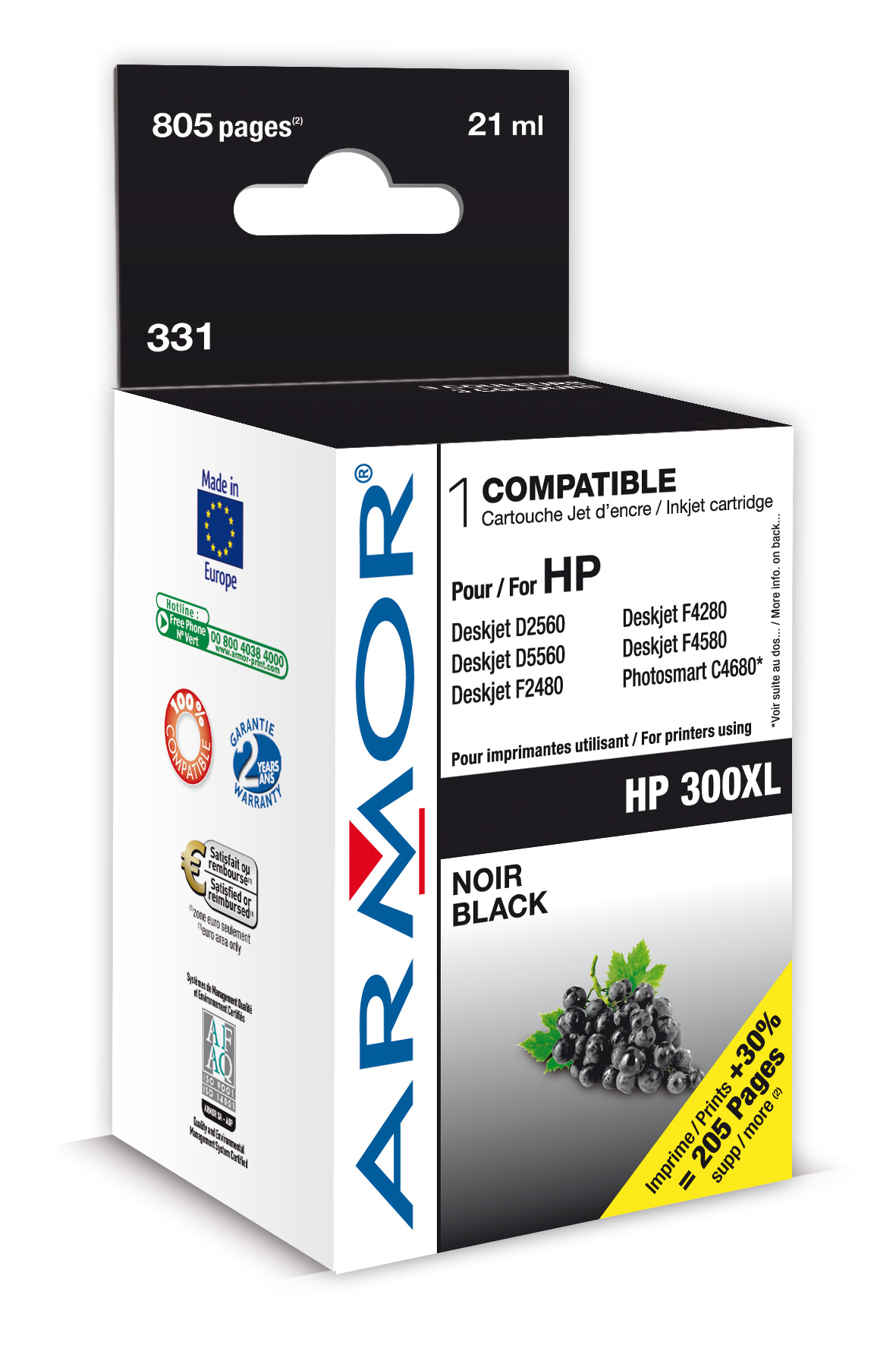 WECARE ARMOR ink kompatibilní s HP DJ D2560, CC641EE, 21ml, černá/blac