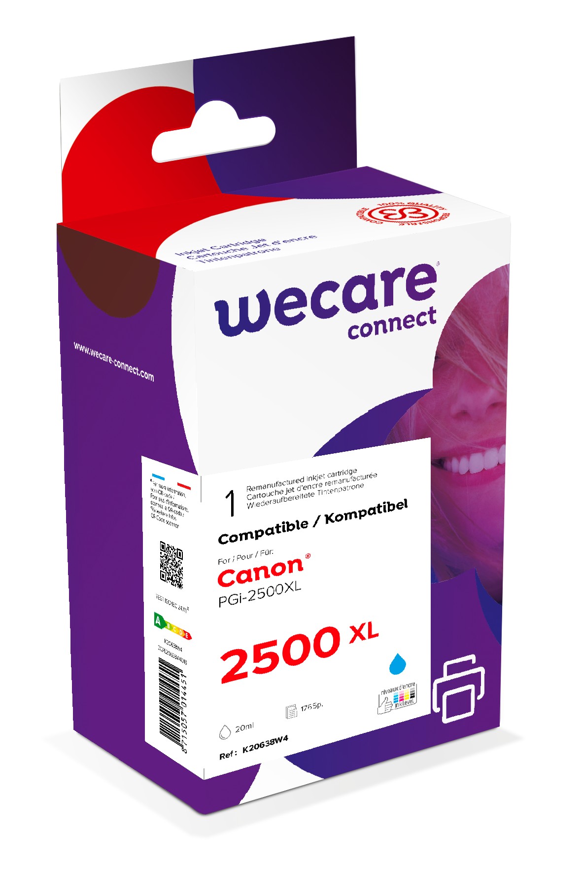 WECARE ARMOR ink kompatibilní s CANON PGi-2500XLC, modrá/cyan