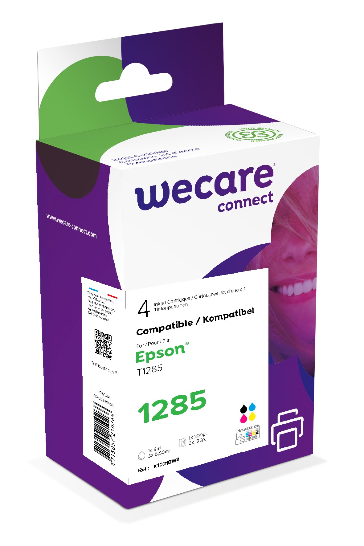 WECARE ARMOR ink sada kompatibilní s EPSON C13T12854012,černá/CMY