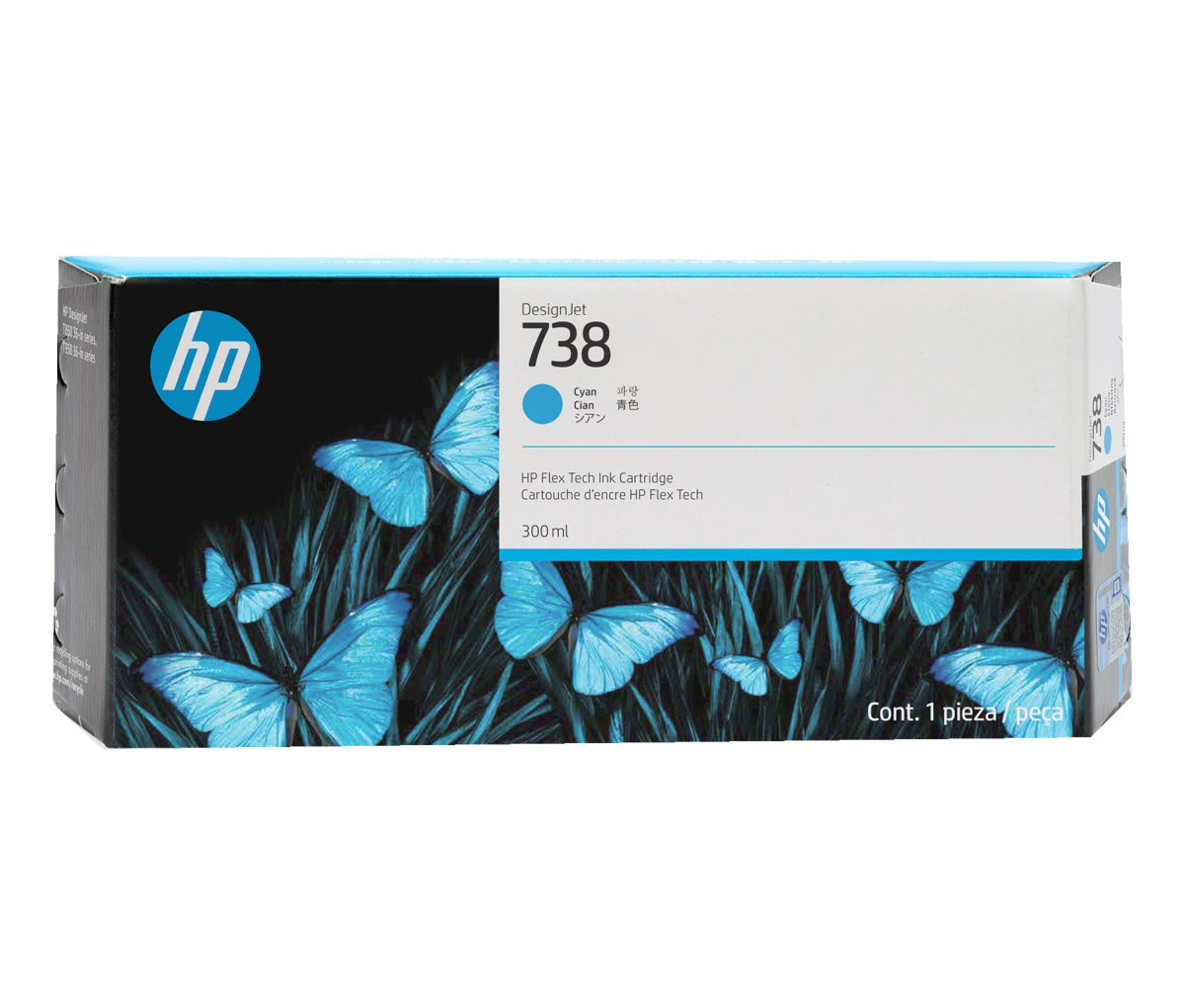 HP 738 azurová inkoustová kazeta (300ml), 676M6A