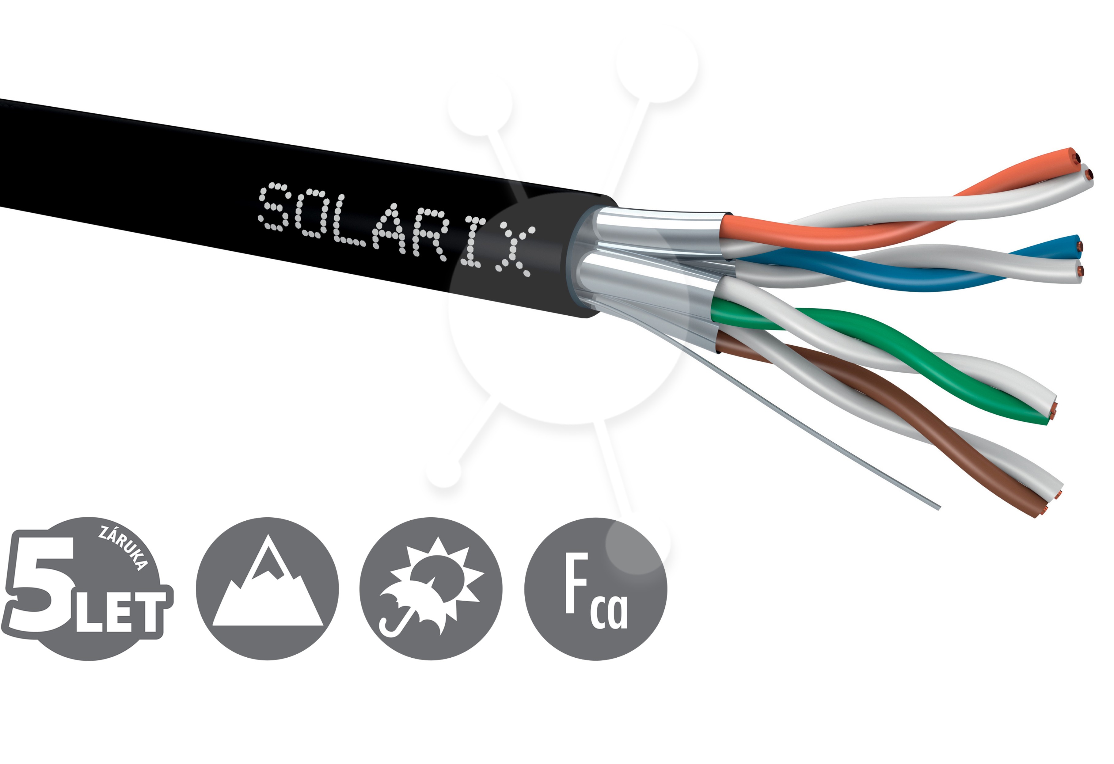 Instalační kabel Solarix CAT6A STP PE Fca 500m/cívka venkovní SXKD-6A-