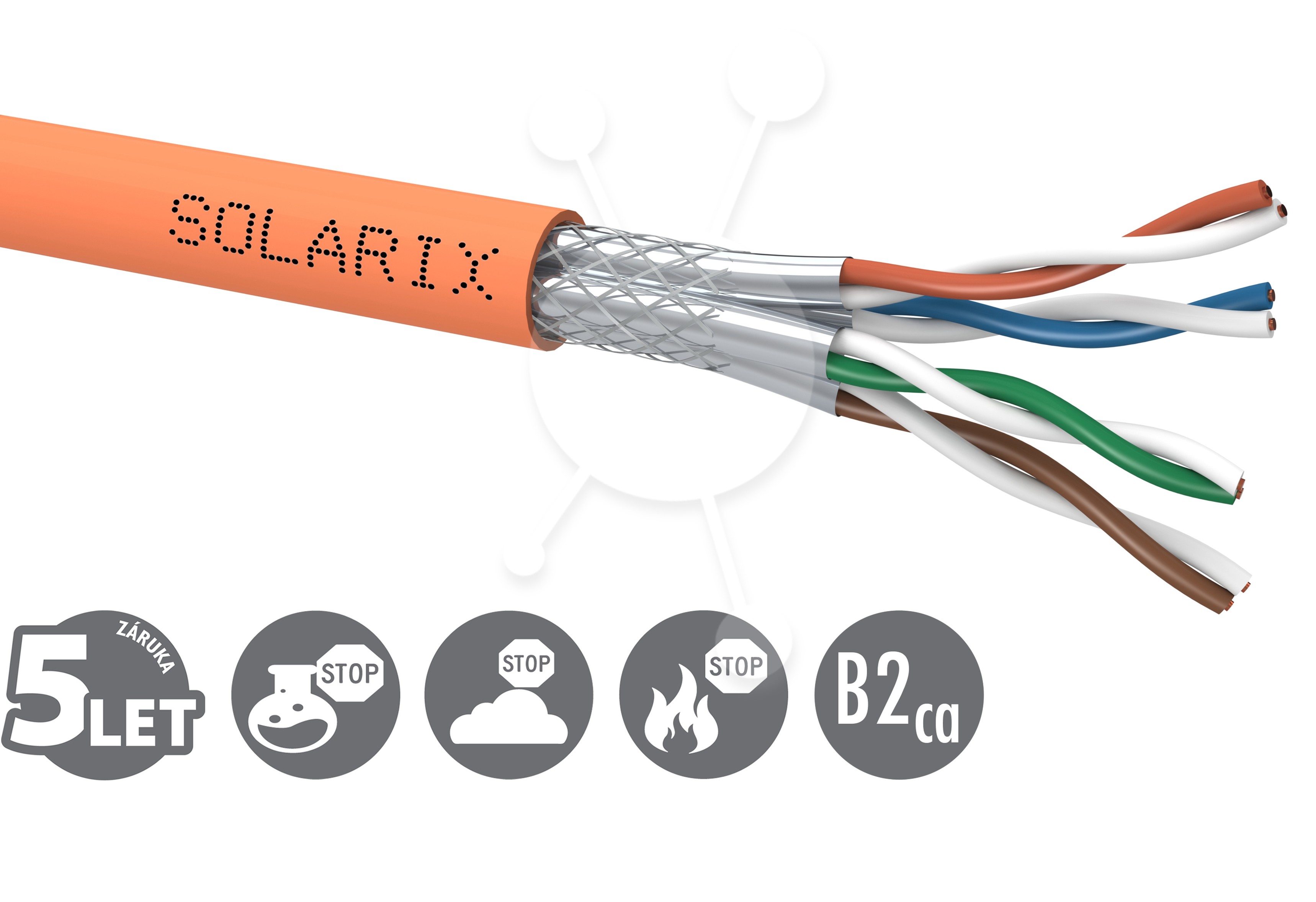 Instalační kabel Solarix CAT7 SSTP LSOHFR B2ca-s1,d1,a1 500m/cívka SXK
