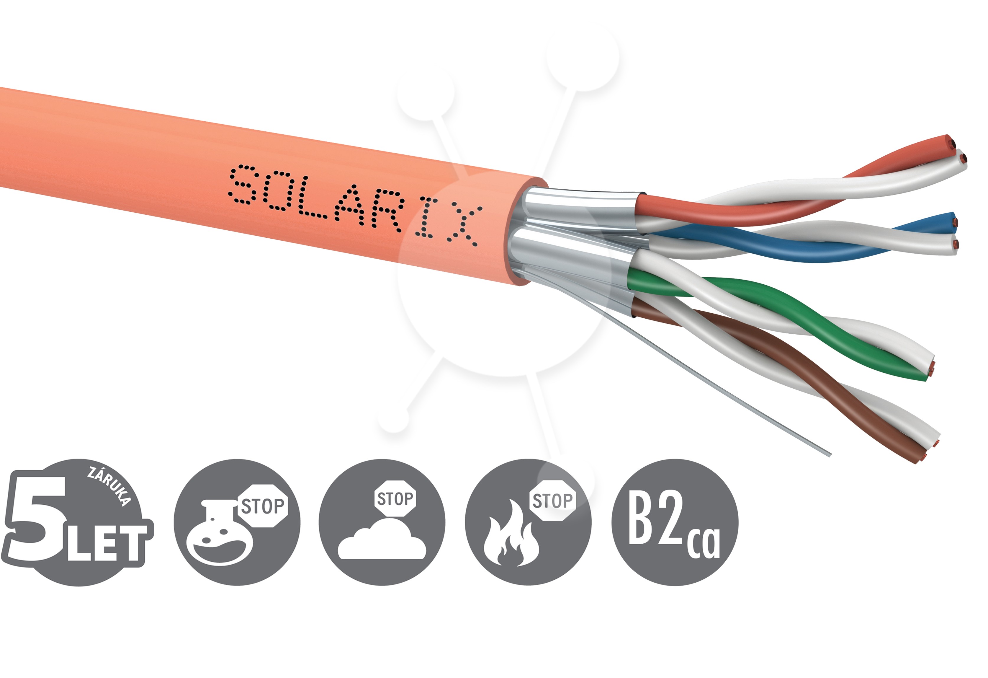 Instalacní kabel Solarix CAT6A STP LSOH B2ca-s1,d1,a1 500m/cívka SXKD-