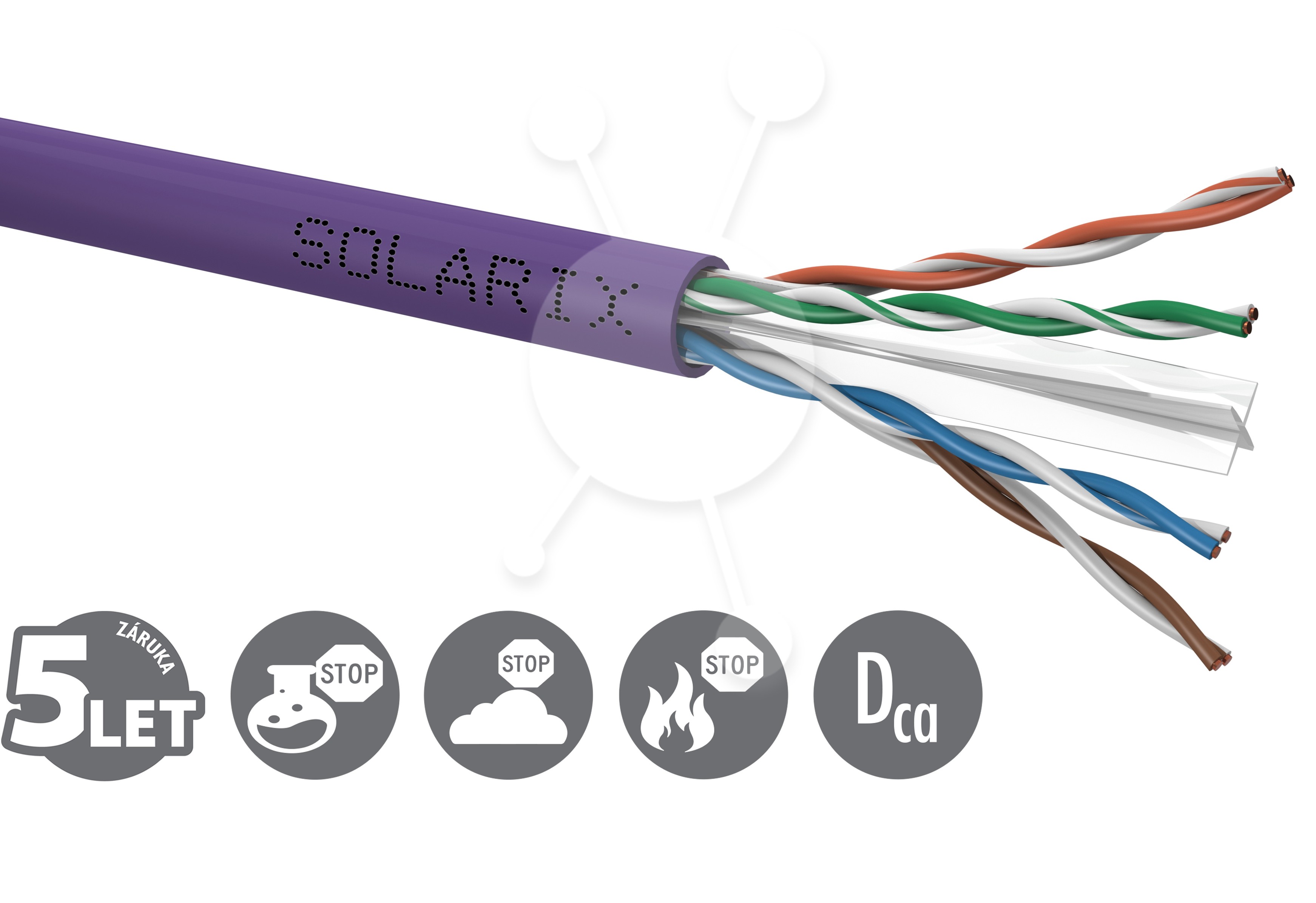 Instalační kabel Solarix CAT6 UTP LSOH Dca-s2,d2,a1 100m/box SXKD-6-UT