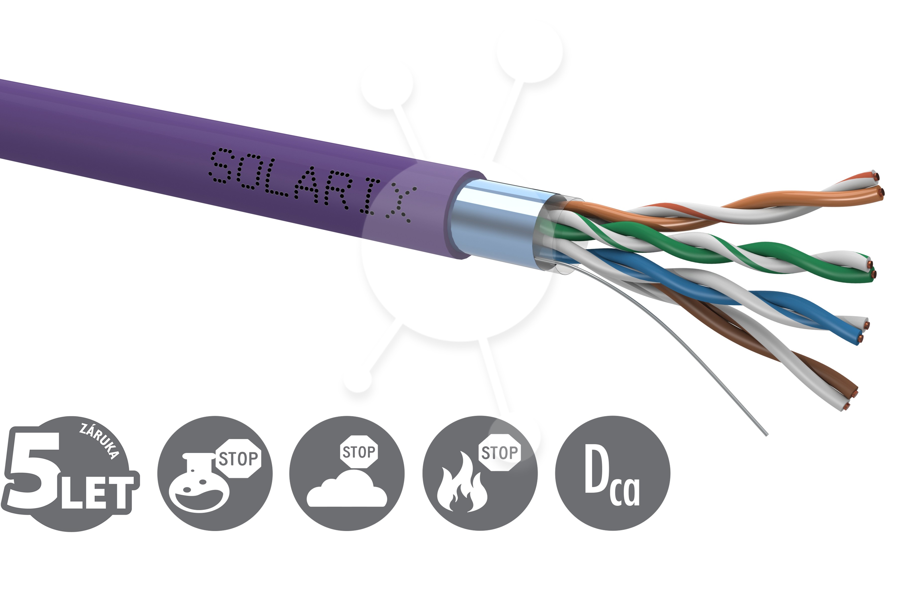 Instalační kabel Solarix CAT5E FTP LSOH Dca-s1,d2,a1 500m/cívka SXKD-5