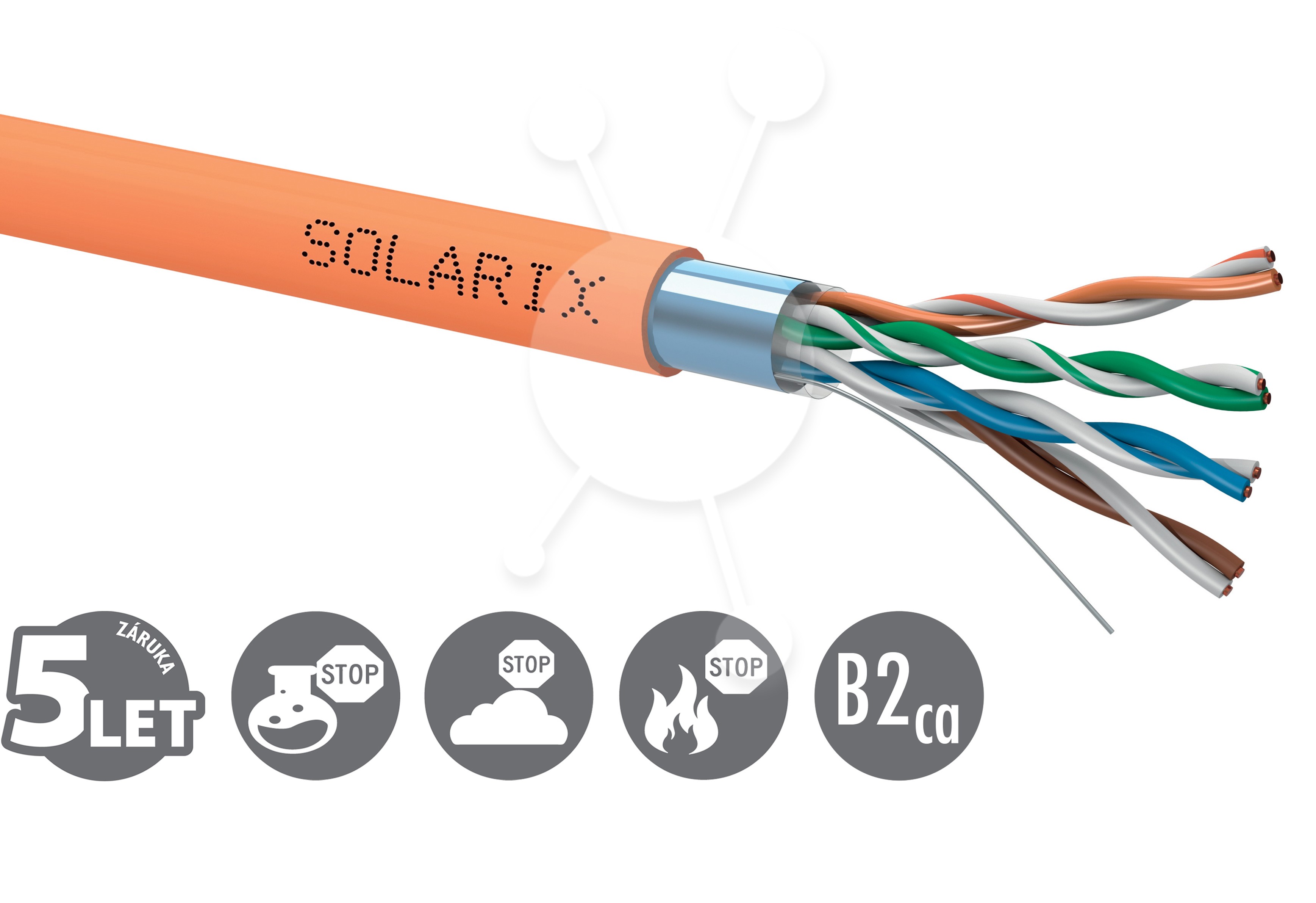 Instalační kabel Solarix CAT5E FTP LSOHFR B2ca-s1,d1,a1 500m/cívka SXK
