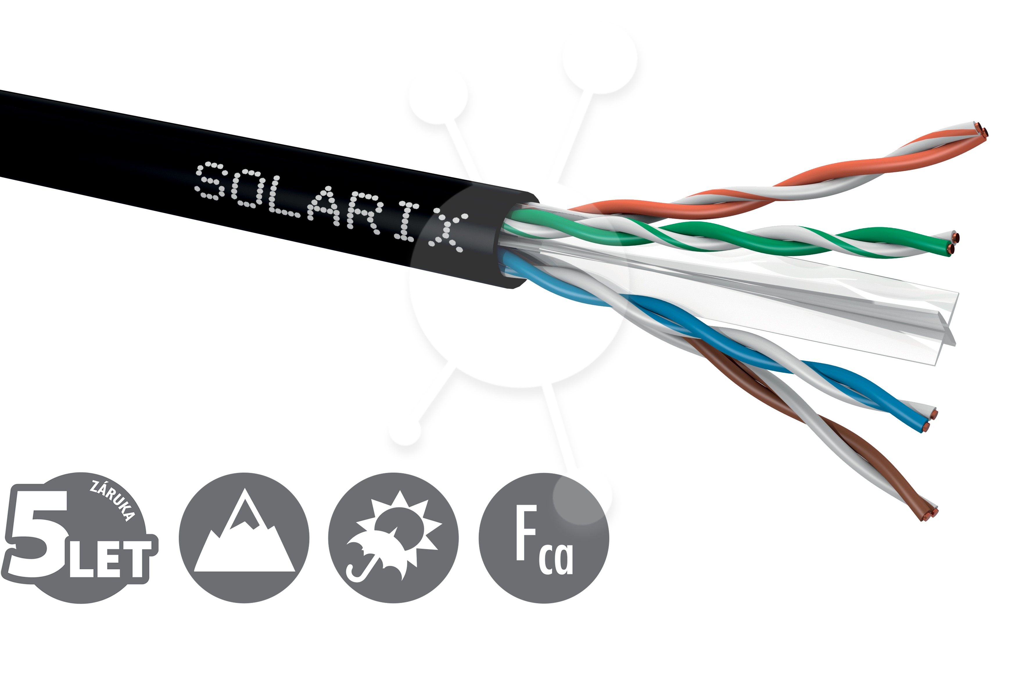 Instalační kabel Solarix CAT6 UTP PE Fca venkovní 500m/cívka SXKD-6-UT