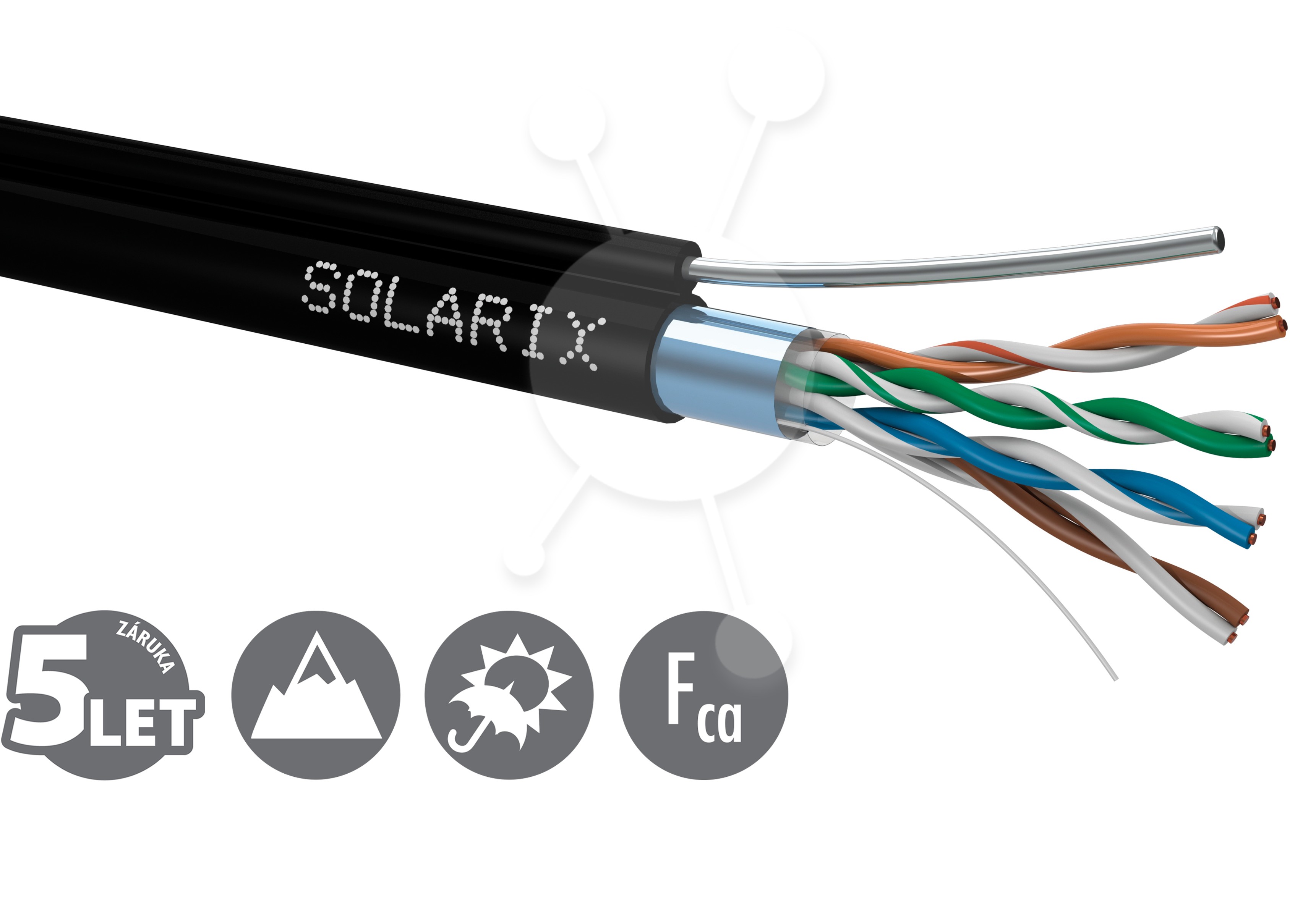 Instalační kabel Solarix CAT5E FTP PE Fca samonosný 305m/cívka SXKD-5E