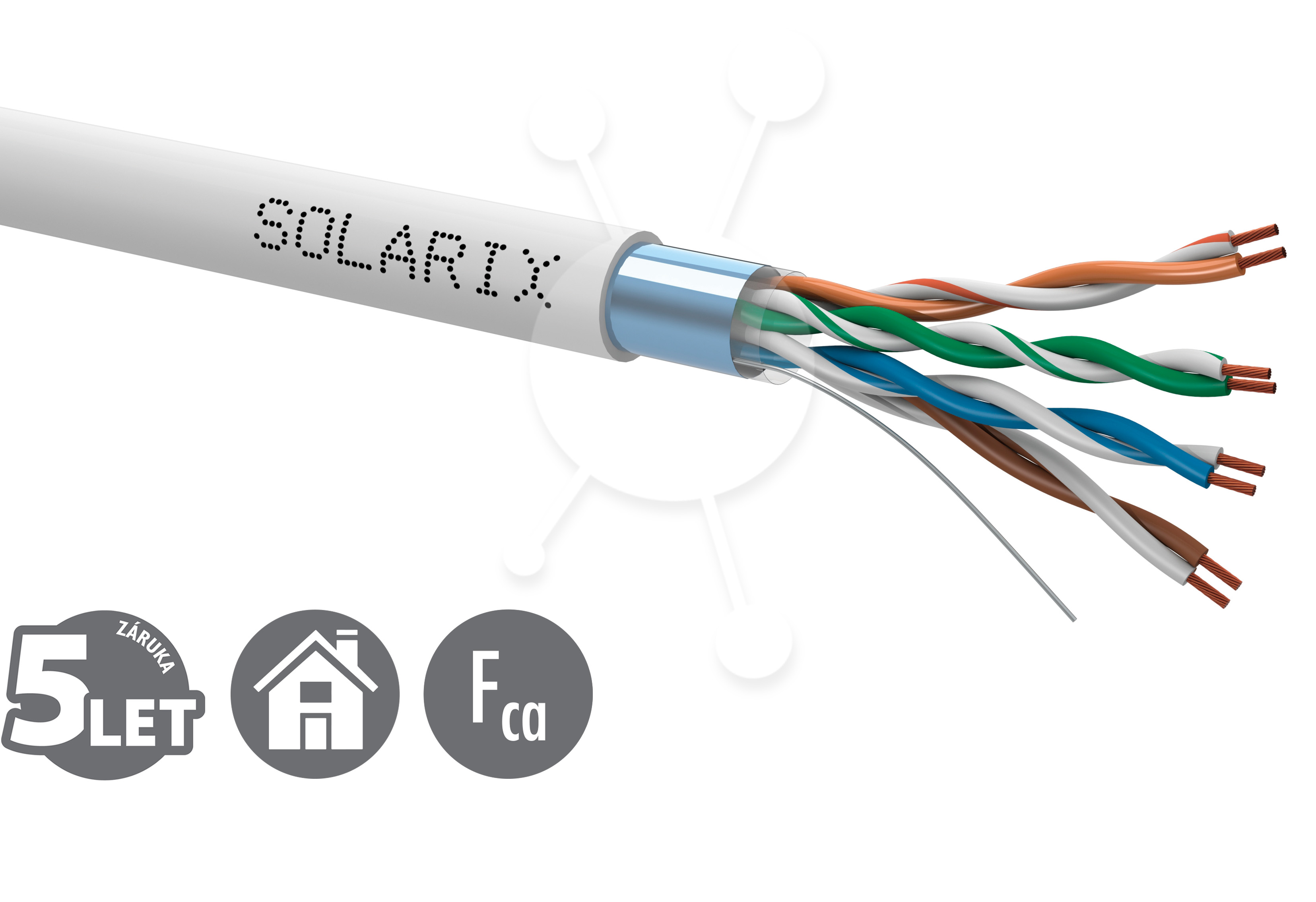 Kabel licna Solarix CAT5E FTP PVC šedý 305m/box SXKL-5E-FTP-PVC