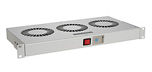 Chladící jednotka 19" 1U 3 ventilátory s bimetalovým termostatem RAL 7