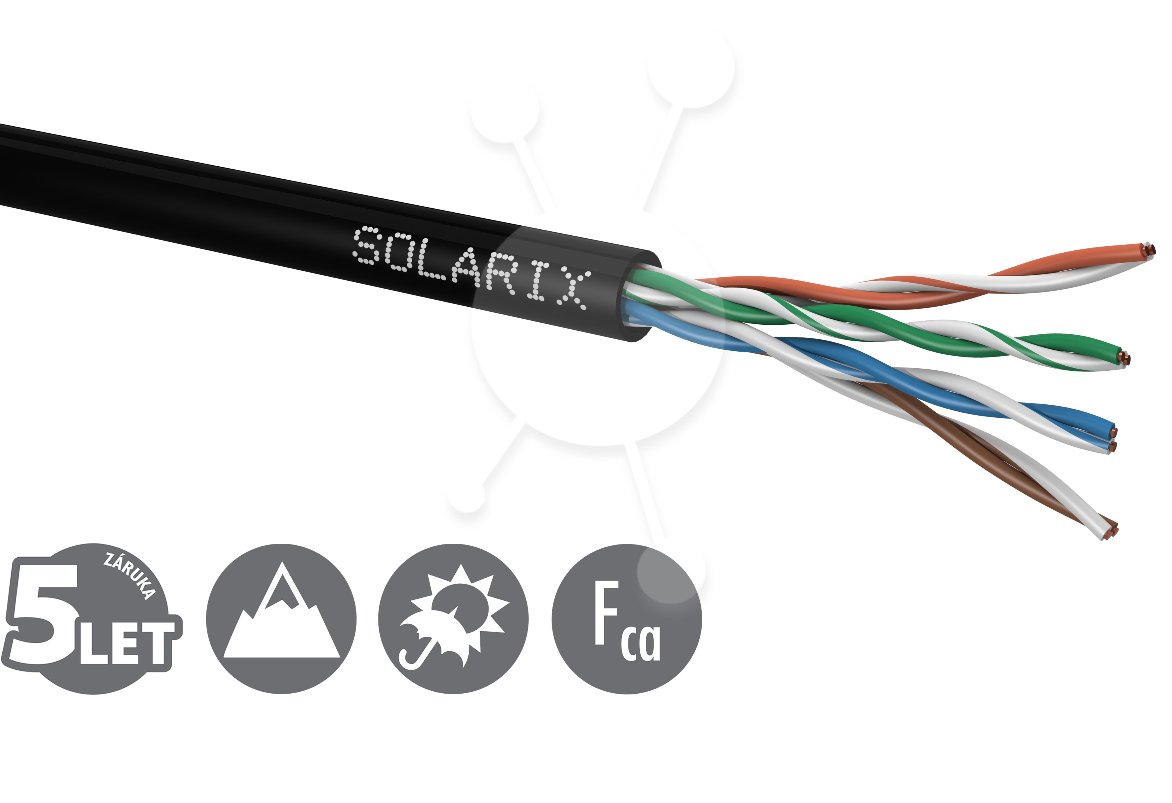 Instalační kabel Solarix CAT5E UTP PE Fca venkovní 305m/box SXKD-5E-UT