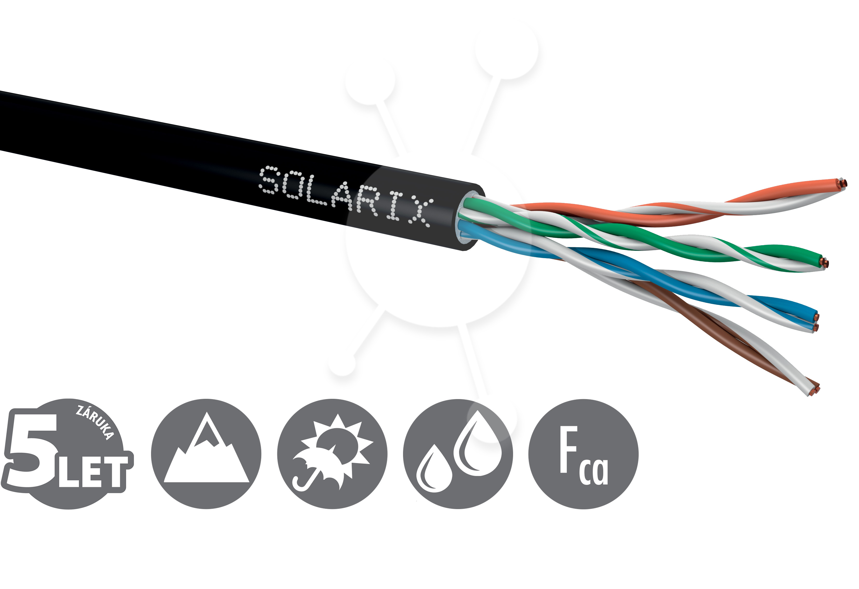 Instalační kabel Solarix CAT5E UTP PE Fca venkovní Gelový 305m/box SXK
