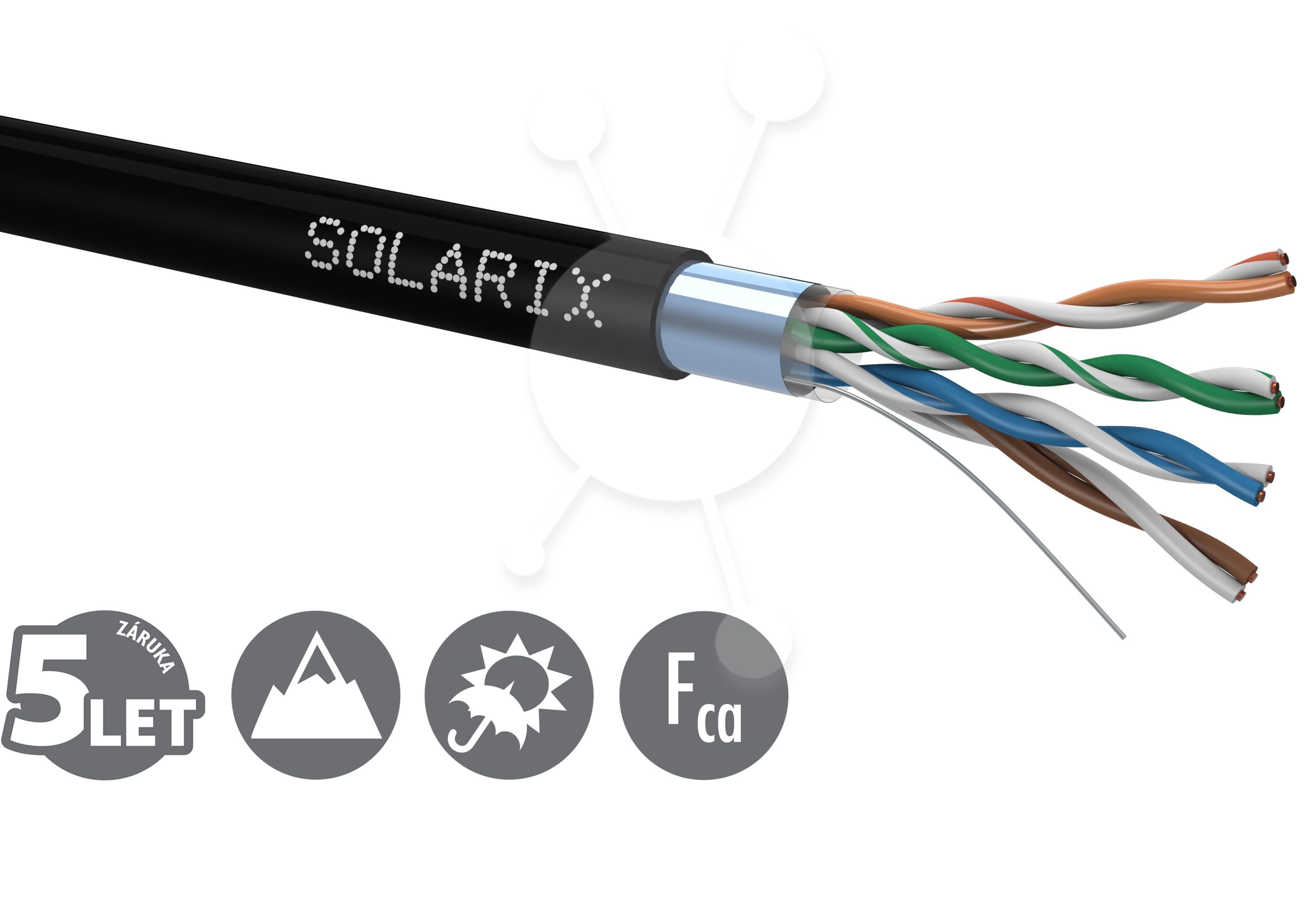 Instalační kabel Solarix CAT5E FTP PE Fca venkovní 305m/box SXKD-5E-FT
