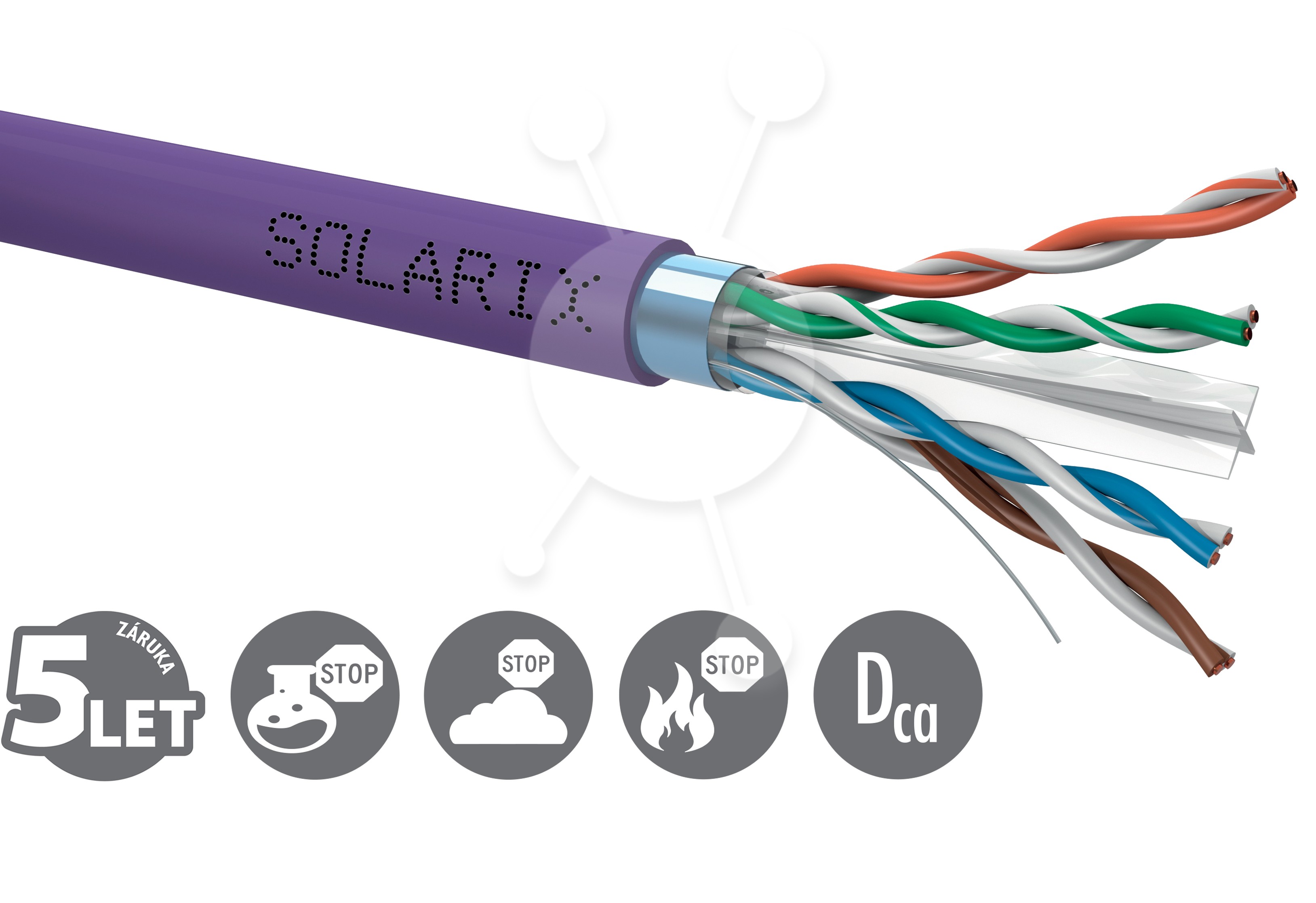 Instalační kabel Solarix CAT6 FTP LSOH Dca-s2,d2,a1 500m/cívka SXKD-6-