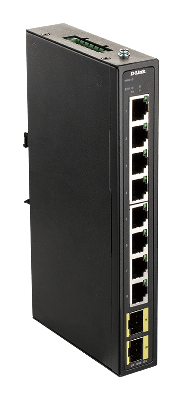 D-Link DIS-100G-10S Průmyslový Gigabit unmanaged switch, 8 GbE, 2 SFP