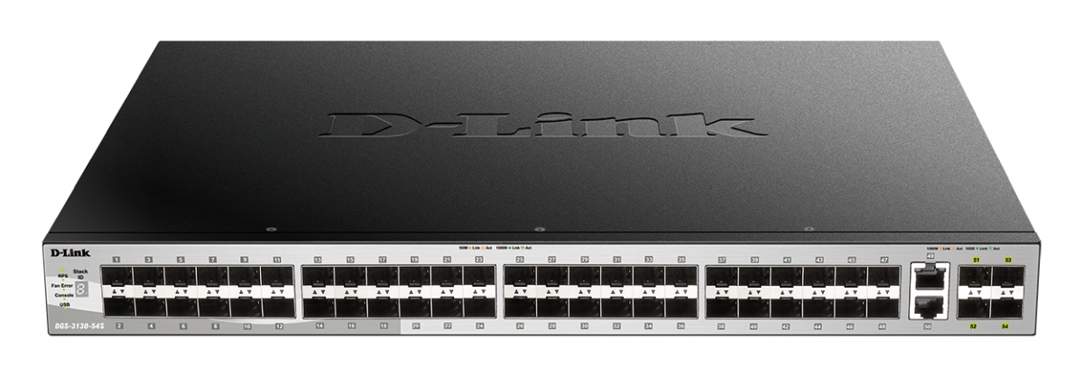 D-Link DGS-3130-54S L3 Stackable Managed switch, 48x SFP, 2x 10G RJ-45