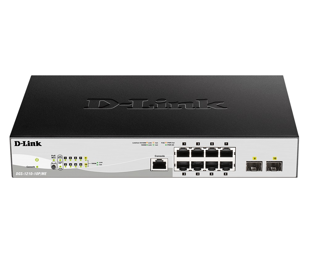 D-Link DGS-1210-10P/ME/E 8x 1G PoE, 2x 1G SFP Metro Ethernet Managed S