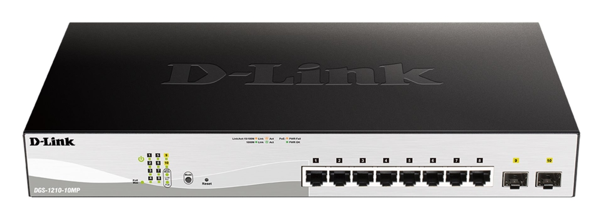 D-Link DGS-1210-10MP/E 10-Port Gigabit PoE+ Smart Switch inc. 2x SFP P