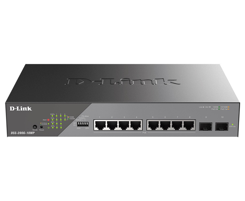 D-Link DSS-200G-10MP/E 10-Port Gigabit Ethernet PoE+ Surveillance Swit
