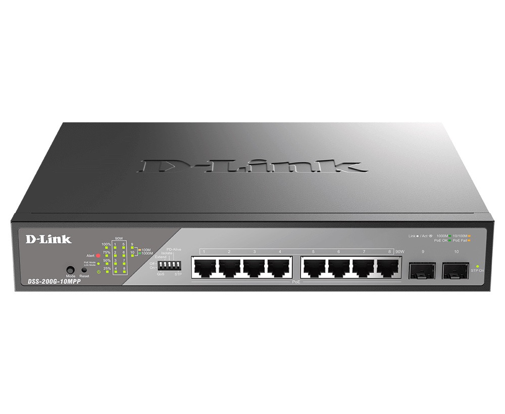 D-Link DSS-200G-10MPP/E 10-Port Gigabit Ethernet PoE++ Surveillance Sw