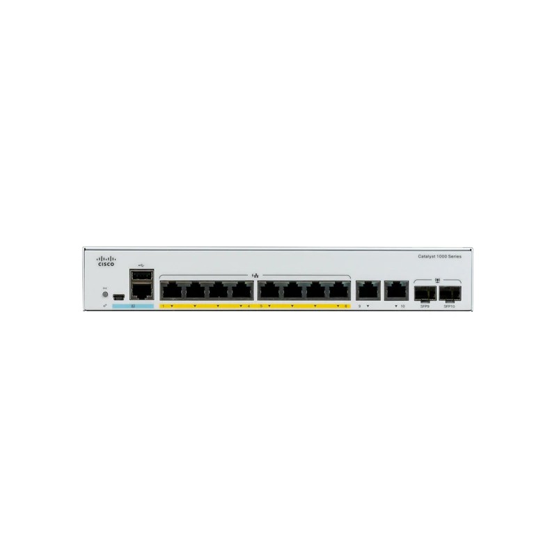Catalyst C1000-8P-2G-L, 8x 10/100/1000 Ethernet PoE+ ports and 67W PoE