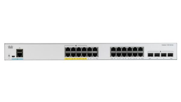 Catalyst C1000-24P-4G-L, 24x 10/100/1000 Ethernet PoE+ ports and 195W