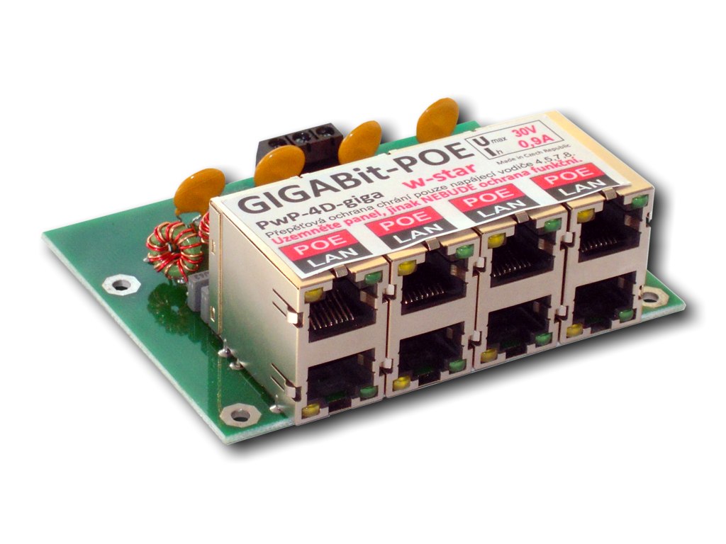 W-star Gigabit 4 port napájecí panel 60V s ochranou, pojistkou a sign