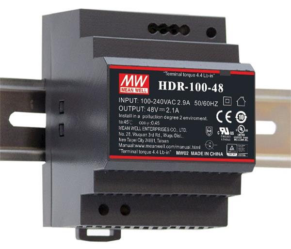 MEANWELL - HDR-100-24 - Průmyslový napájecí spínaný zdroj 24V 100W na