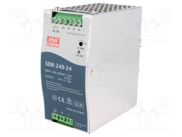 MEANWELL - SDR-240-24 - Průmyslový napájecí spínaný zdroj 24V 240W na