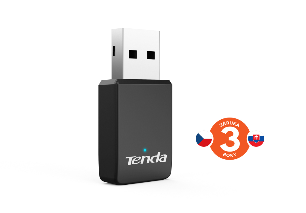 Tenda U9 WiFi AC650 USB Adapter, 633 Mb/s (433 + 200 Mb/s), 802.11 ac/
