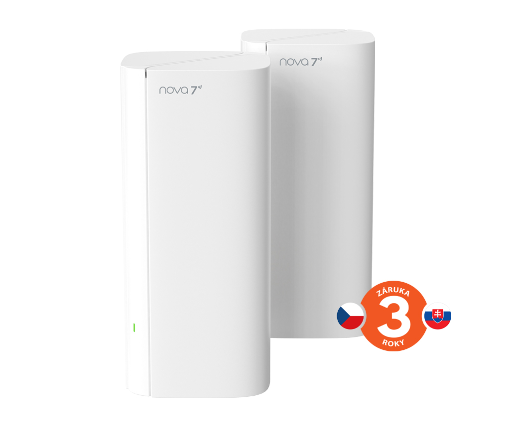Tenda Nova EE3 Pro (2-pack) WiFi7 BE3600 Mesh Gigabit systém, 6x GLAN/GWAN, WPA3, VPN, CZ app