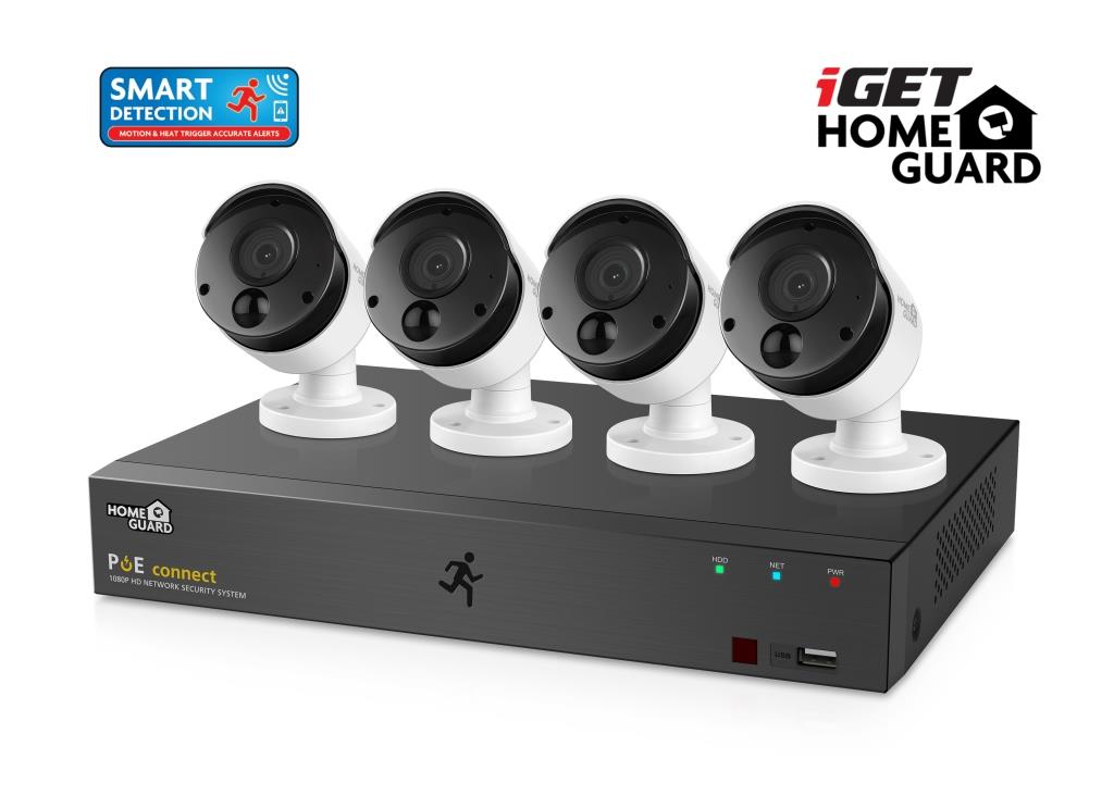 iGET HGNVK85304 - Kamerový PoE FullHD set, 8CH NVR + 4x IP 1080p kamer