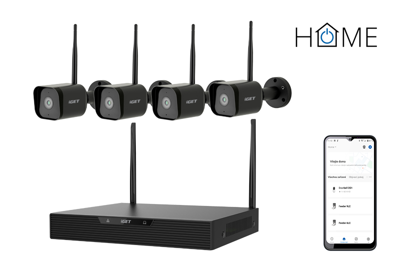 iGET HOME NVR N4C4 - CCTV bezdrátový Wi-Fi set FullHD 1080p, 4CH NVR +