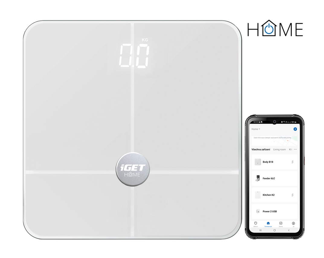iGET HOME BODY B18 White - chytrá váha, aplikace Android/iOS, Bluetoot
