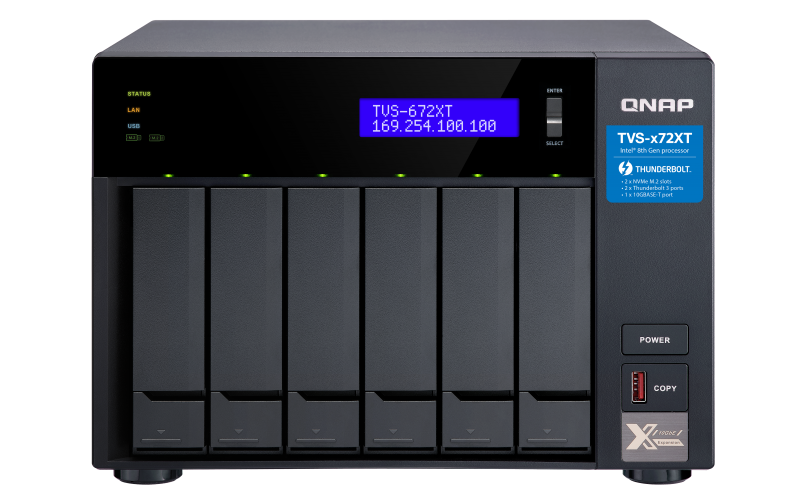 QNAP TVS-672XT-i3-8G (3,1GHz / 8GB RAM / 6x SATA / 2x M.2 NVMe slot /