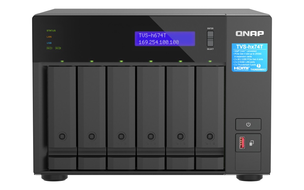 QNAP TVS-h674T-i5-32G (6core, ZFS, 32GB RAM, 6x SATA, 2x M.2 NVMe, 2x