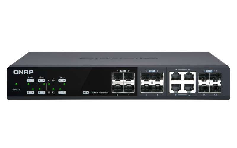 QNAP řízený switch QSW-M1204-4C: 12x 10G port SFP+ (8x SFP+ a 4x kombi