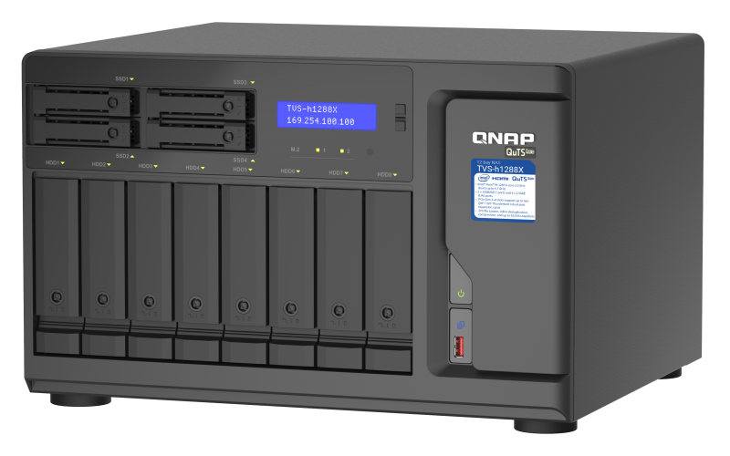 QNAP TVS-h1288X-W1250-16G (Xeon 3,3GHz, ZFS, 16GB ECC RAM, 8x 3,5"+ 4x