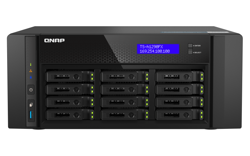 QNAP TS-h1290FX-7302P-128G (AMD EPYC, 128GB ECC RAM, 12x 2,5" U.2, 2x